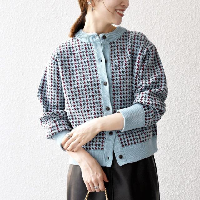 シップス エニィ（SHIPS any）/《一部追加予約》SHIPS any:〈手洗い可能〉モールヤーン クルーネック 千鳥柄 カーディガン