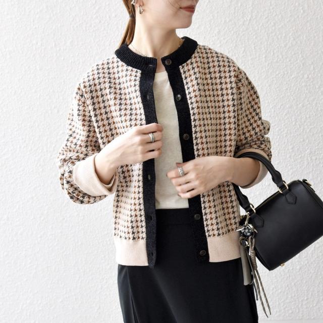 シップス エニィ（SHIPS any）/《一部追加予約》SHIPS any:〈手洗い可能〉モールヤーン クルーネック 千鳥柄 カーディガン