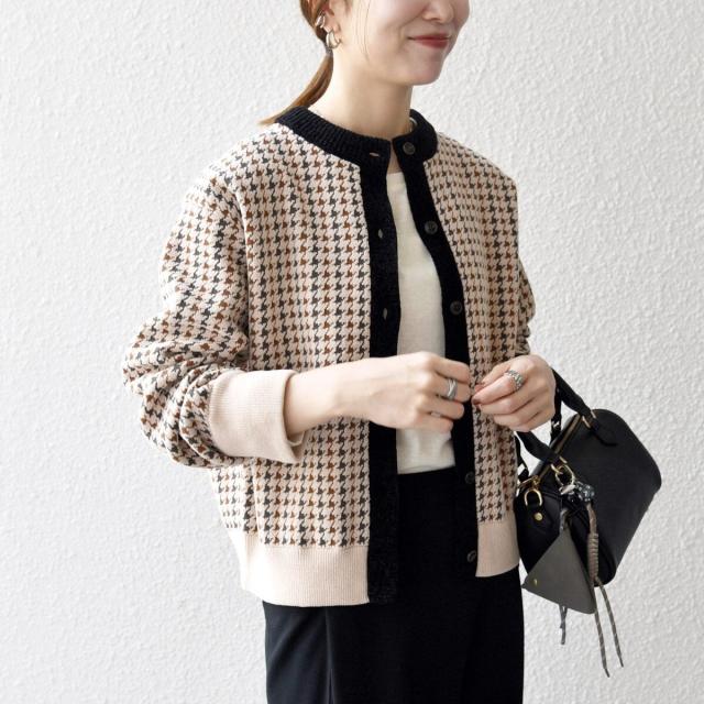 シップス エニィ（SHIPS any）/《一部追加予約》SHIPS any:〈手洗い可能〉モールヤーン クルーネック 千鳥柄 カーディガン