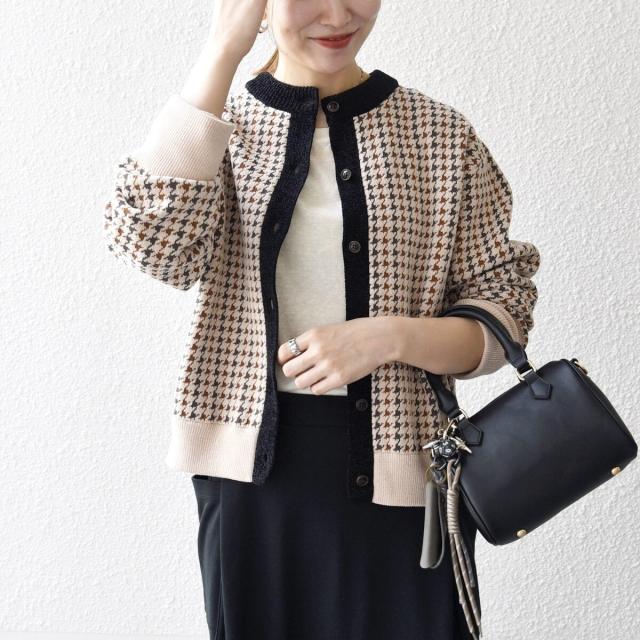 シップス エニィ（SHIPS any）/《一部追加予約》SHIPS any:〈手洗い可能〉モールヤーン クルーネック 千鳥柄 カーディガン