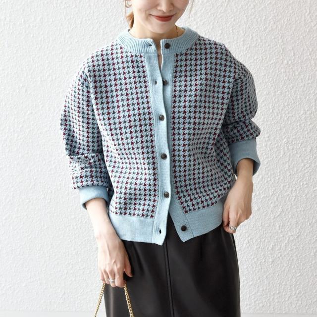 シップス エニィ（SHIPS any）/《一部追加予約》SHIPS any:〈手洗い可能〉モールヤーン クルーネック 千鳥柄 カーディガン