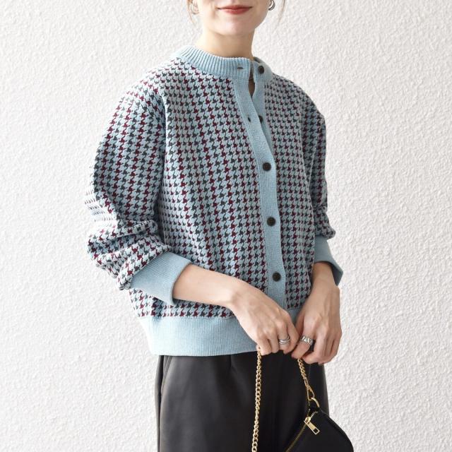 シップス エニィ（SHIPS any）/《一部追加予約》SHIPS any:〈手洗い可能〉モールヤーン クルーネック 千鳥柄 カーディガン