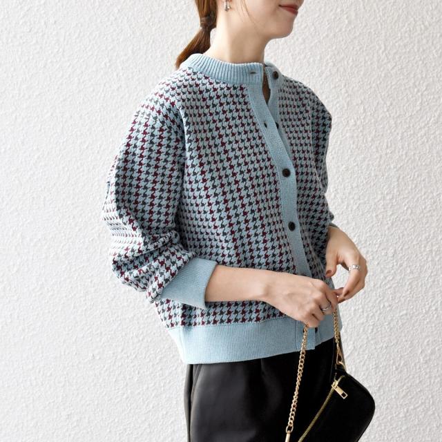 シップス エニィ（SHIPS any）/《一部追加予約》SHIPS any:〈手洗い可能〉モールヤーン クルーネック 千鳥柄 カーディガン