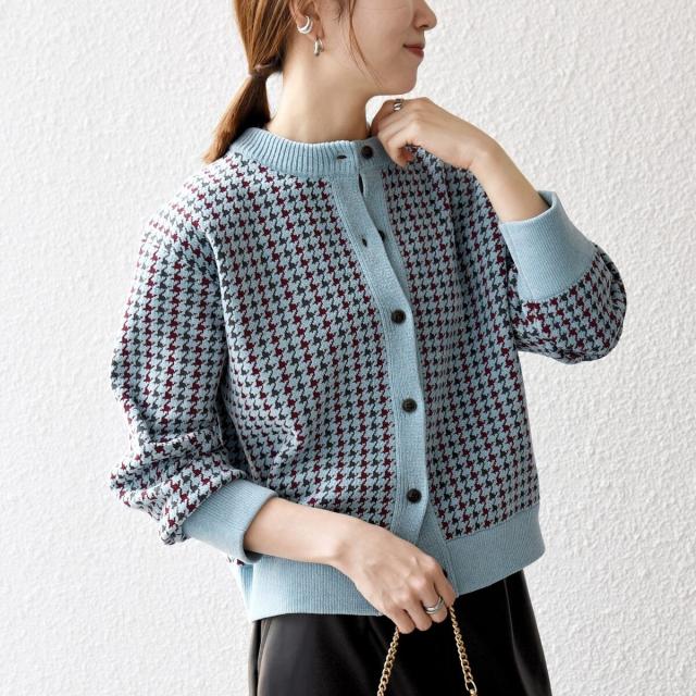 シップス エニィ（SHIPS any）/《一部追加予約》SHIPS any:〈手洗い可能〉モールヤーン クルーネック 千鳥柄 カーディガン