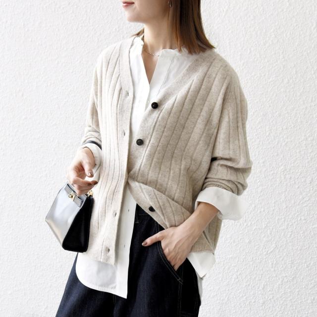 シップス エニィ（SHIPS any）/《予約》SHIPS any:〈手洗い可能〉ヤク ワイドリブ Vネック ニット カーディガン