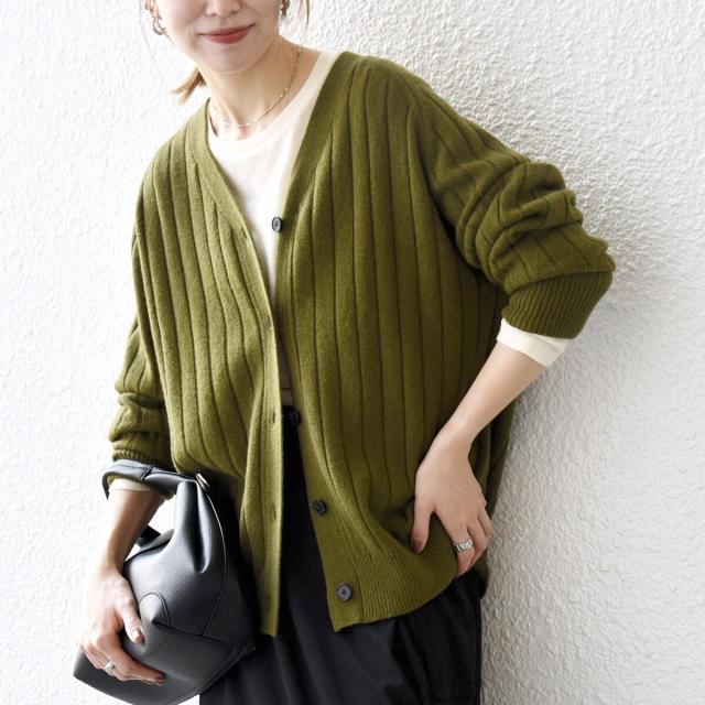 シップス エニィ（SHIPS any）/《予約》SHIPS any:〈手洗い可能〉ヤク ワイドリブ Vネック ニット カーディガン