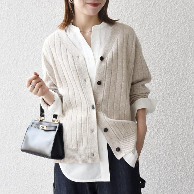 シップス エニィ（SHIPS any）/《予約》SHIPS any:〈手洗い可能〉ヤク ワイドリブ Vネック ニット カーディガン