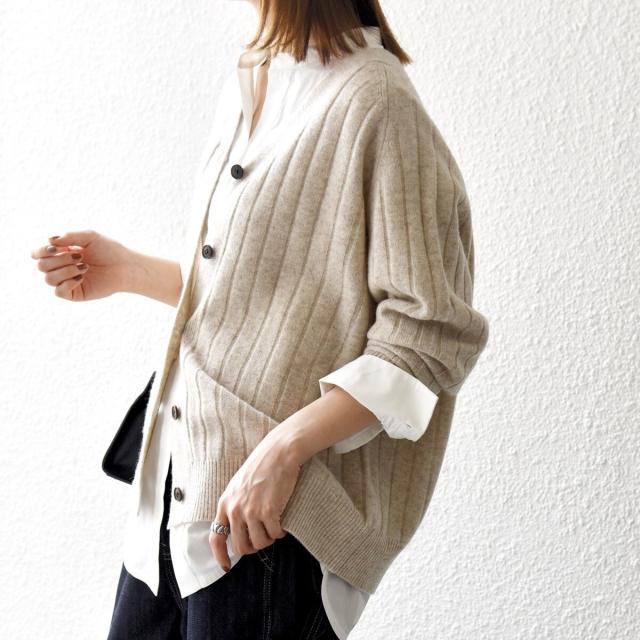 シップス エニィ（SHIPS any）/《予約》SHIPS any:〈手洗い可能〉ヤク ワイドリブ Vネック ニット カーディガン