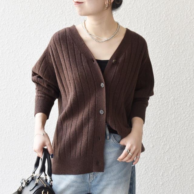 シップス エニィ（SHIPS any）/《予約》SHIPS any:〈手洗い可能〉ヤク ワイドリブ Vネック ニット カーディガン