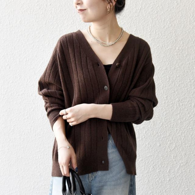 シップス エニィ（SHIPS any）/《予約》SHIPS any:〈手洗い可能〉ヤク ワイドリブ Vネック ニット カーディガン