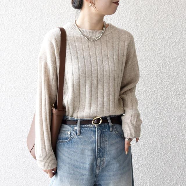 シップス エニィ（SHIPS any）/《予約》SHIPS any:〈手洗い可能〉ヤク ワイドリブ ラウンドヘム ニット プルオーバー