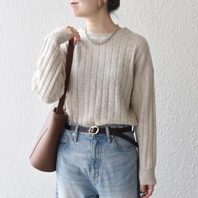 シップス エニィ（SHIPS any）/《予約》SHIPS any:〈手洗い可能〉ヤク ワイドリブ ラウンドヘム ニット プルオーバー