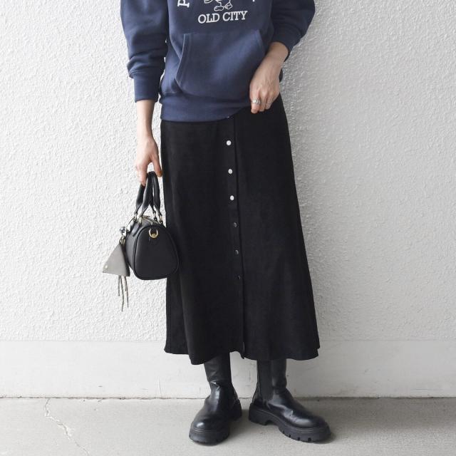 シップス エニィ（SHIPS any）/《一部追加予約》SHIPS any: ポリエステル スエード フロント ボタン Aライン スカート