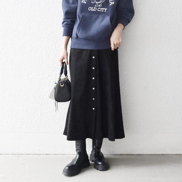 シップス エニィ（SHIPS any）/《一部追加予約》SHIPS any: ポリエステル スエード フロント ボタン Aライン スカート