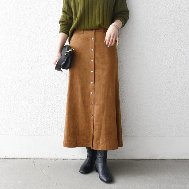 シップス エニィ（SHIPS any）/《一部追加予約》SHIPS any: ポリエステル スエード フロント ボタン Aライン スカート