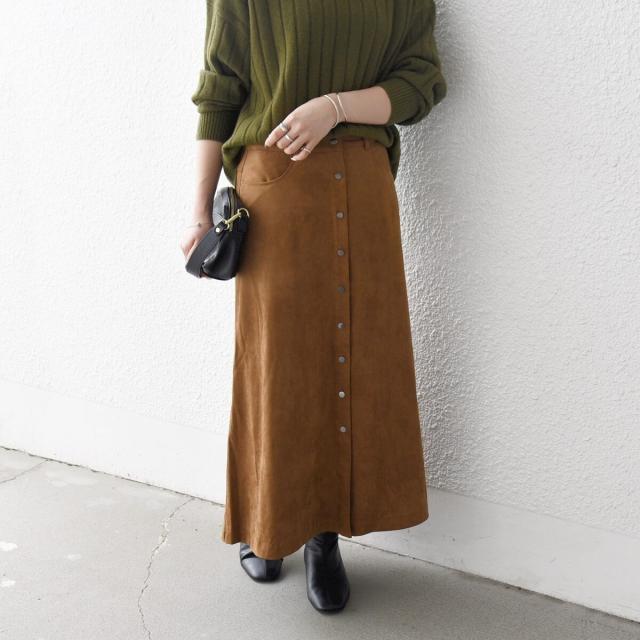 シップス エニィ（SHIPS any）/《一部追加予約》SHIPS any: ポリエステル スエード フロント ボタン Aライン スカート