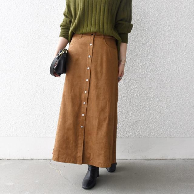 シップス エニィ（SHIPS any）/《一部追加予約》SHIPS any: ポリエステル スエード フロント ボタン Aライン スカート