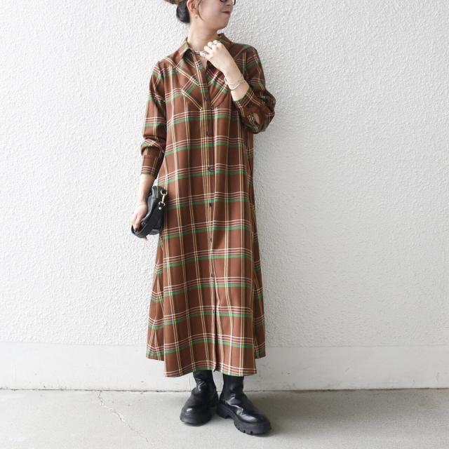 シップス エニィ（SHIPS any）/《一部追加予約》SHIPS any:〈洗濯機可能〉チェック Aライン フレア シャツ ワンピース