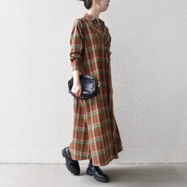 シップス エニィ（SHIPS any）/《一部追加予約》SHIPS any:〈洗濯機可能〉チェック Aライン フレア シャツ ワンピース