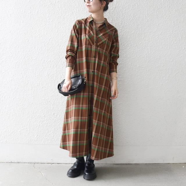 シップス エニィ（SHIPS any）/《一部追加予約》SHIPS any:〈洗濯機可能〉チェック Aライン フレア シャツ ワンピース