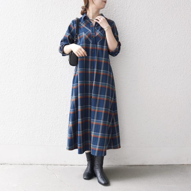 シップス エニィ（SHIPS any）/《一部追加予約》SHIPS any:〈洗濯機可能〉チェック Aライン フレア シャツ ワンピース