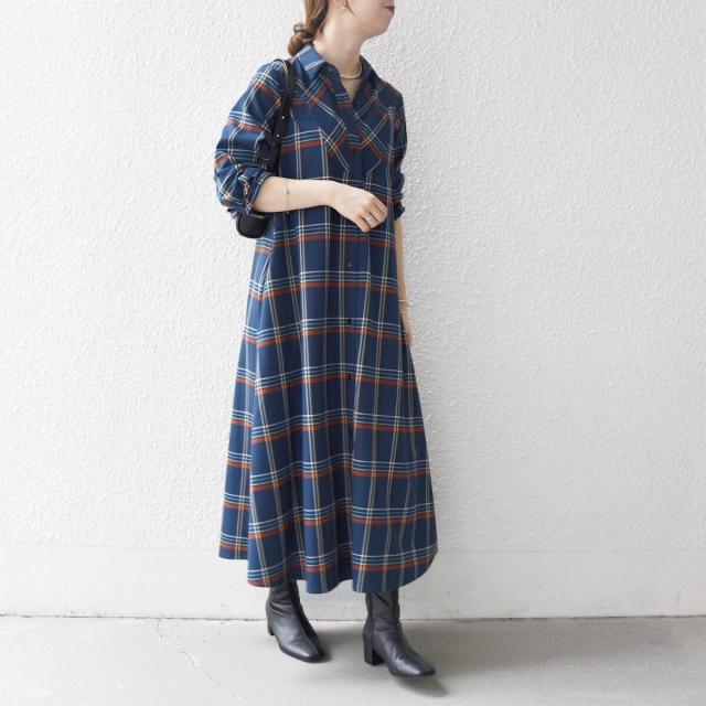 シップス エニィ（SHIPS any）/《一部追加予約》SHIPS any:〈洗濯機可能〉チェック Aライン フレア シャツ ワンピース