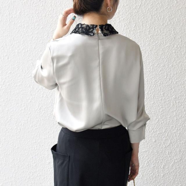 シップス エニィ（SHIPS any）/《一部追加予約》SHIPS any:〈洗濯機可能〉サテン レースカラー ブラウス