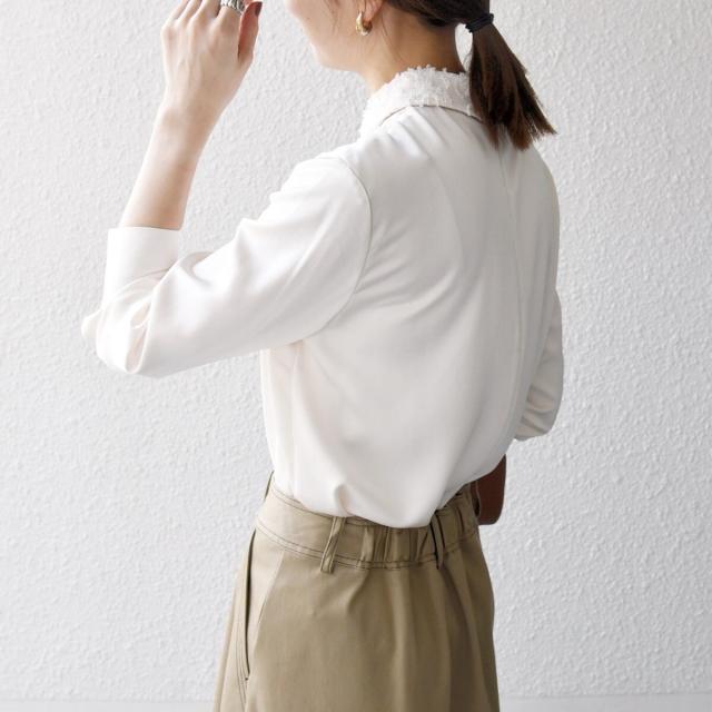 シップス エニィ（SHIPS any）/《一部追加予約》SHIPS any:〈洗濯機可能〉サテン レースカラー ブラウス