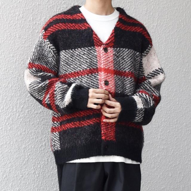 シップス エニィ（SHIPS any）/SHIPS any:〈手洗い可能〉アルパカ ミックス シャギー チェック ニット カーディガン◇