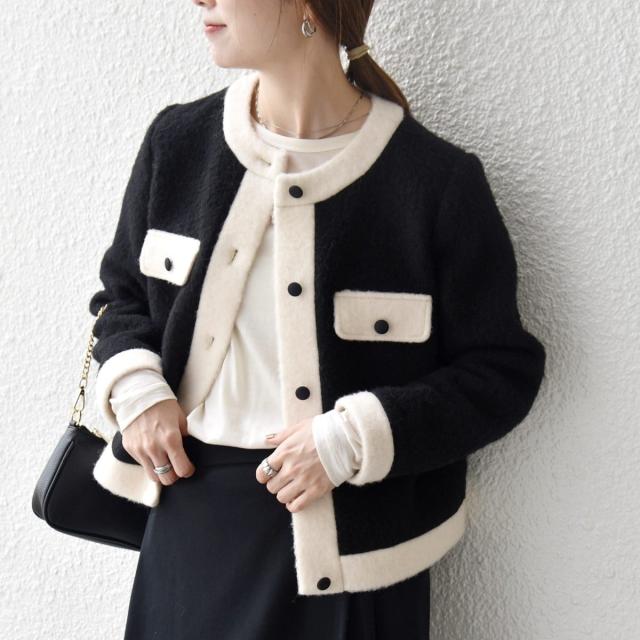 シップス エニィ（SHIPS any）/SHIPS any: バイカラー クルーネック カーディガン ジャケット