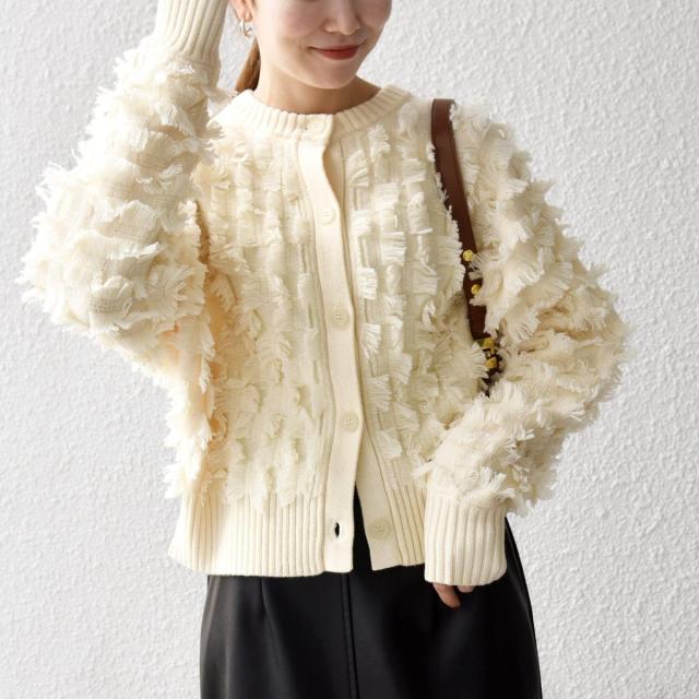 シップス エニィ（SHIPS any）/SHIPS any:〈手洗い可能〉フリンジ デザイン ドルマン ニット カーディガン