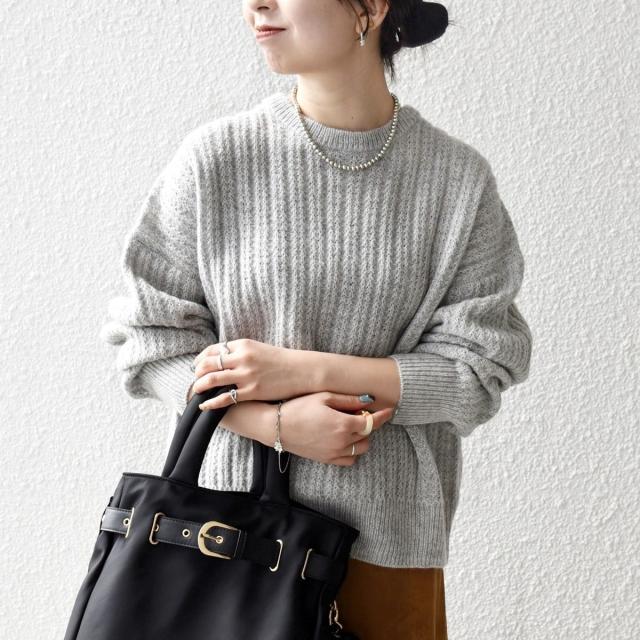 シップス エニィ（SHIPS any）/《追加予約》SHIPS any: リブ タック編み クルーネック ボタン ニット プルオーバー