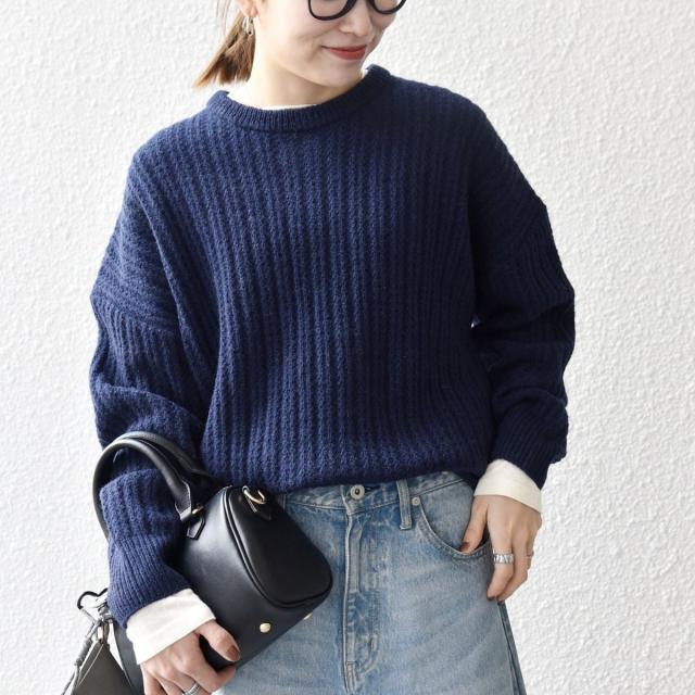 シップス エニィ（SHIPS any）/《追加予約》SHIPS any: リブ タック編み クルーネック ボタン ニット プルオーバー