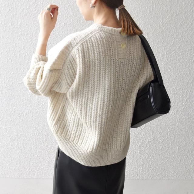 シップス エニィ（SHIPS any）/《追加予約》SHIPS any: リブ タック編み クルーネック ボタン ニット プルオーバー