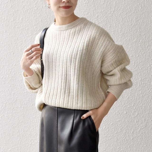 シップス エニィ（SHIPS any）/《追加予約》SHIPS any: リブ タック編み クルーネック ボタン ニット プルオーバー