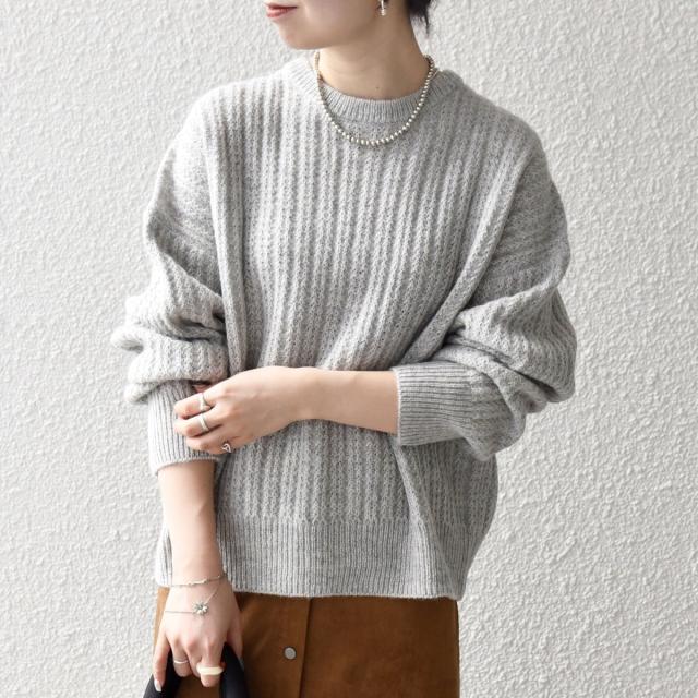 シップス エニィ（SHIPS any）/《追加予約》SHIPS any: リブ タック編み クルーネック ボタン ニット プルオーバー