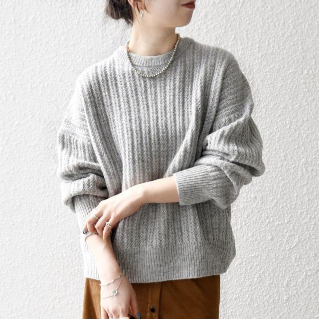 シップス エニィ（SHIPS any）/《追加予約》SHIPS any: リブ タック編み クルーネック ボタン ニット プルオーバー