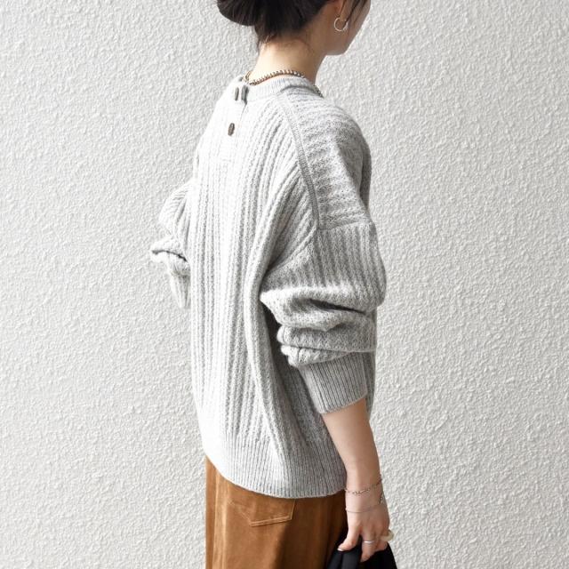 シップス エニィ（SHIPS any）/《追加予約》SHIPS any: リブ タック編み クルーネック ボタン ニット プルオーバー