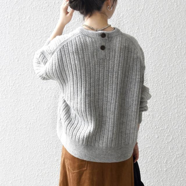 シップス エニィ（SHIPS any）/《追加予約》SHIPS any: リブ タック編み クルーネック ボタン ニット プルオーバー