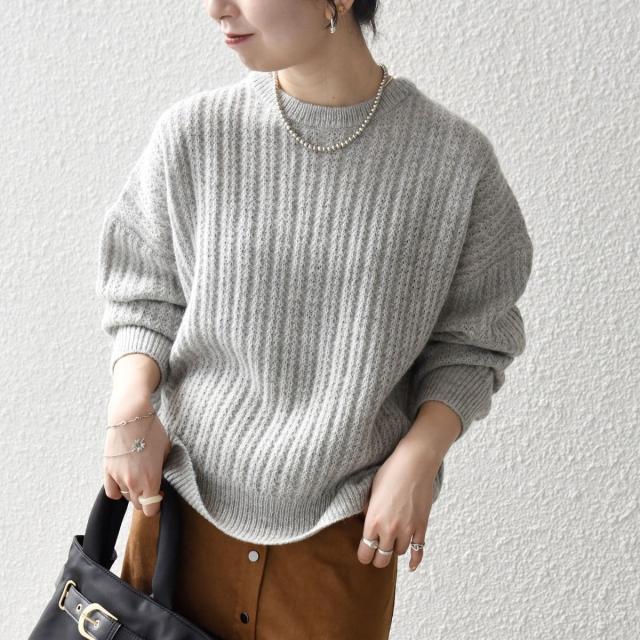 シップス エニィ（SHIPS any）/《追加予約》SHIPS any: リブ タック編み クルーネック ボタン ニット プルオーバー