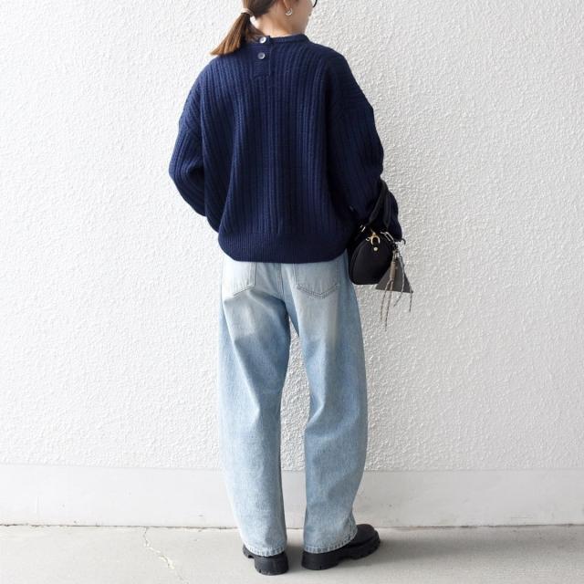 シップス エニィ（SHIPS any）/《追加予約》SHIPS any: リブ タック編み クルーネック ボタン ニット プルオーバー