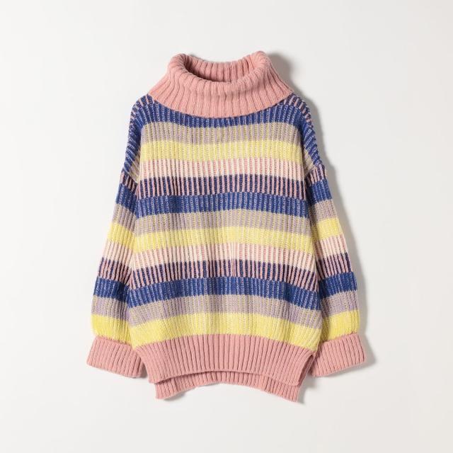 シップス エニィ（SHIPS any）/CARA＆THE SKY:〈洗濯機可能〉マルチボーダー タートルネック ニット プルオーバー