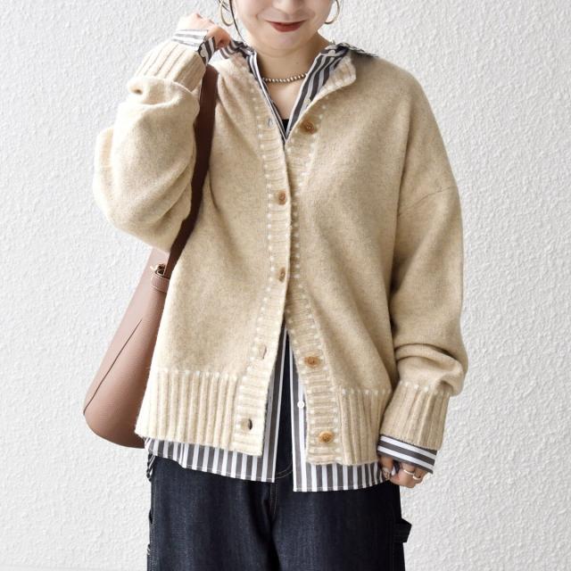 シップス エニィ（SHIPS any）/SHIPS any:〈手洗い可能〉ステッチ デザイン ルーズ ニット カーディガン_2