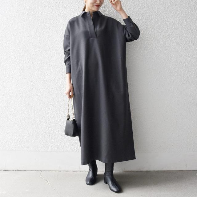 シップス エニィ（SHIPS any）/SHIPS any:〈洗濯機可能〉サージ スキッパー シャツ ワンピース