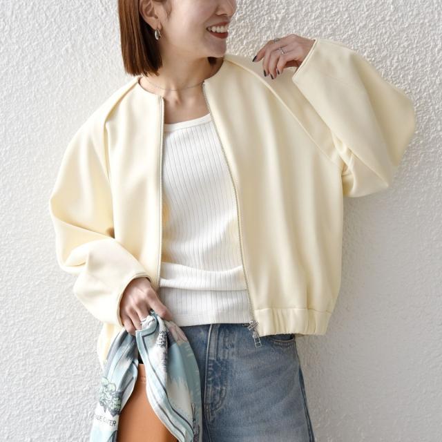 シップス エニィ（SHIPS any）/《予約》SHIPS any:〈洗濯機可能〉ジャージー クルーネック パフ コクーン ブルゾン