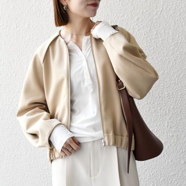 シップス エニィ（SHIPS any）/《予約》SHIPS any:〈洗濯機可能〉ジャージー クルーネック パフ コクーン ブルゾン