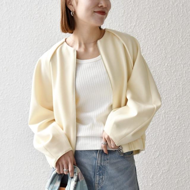 シップス エニィ（SHIPS any）/《予約》SHIPS any:〈洗濯機可能〉ジャージー クルーネック パフ コクーン ブルゾン