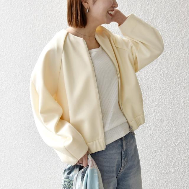 シップス エニィ（SHIPS any）/《予約》SHIPS any:〈洗濯機可能〉ジャージー クルーネック パフ コクーン ブルゾン