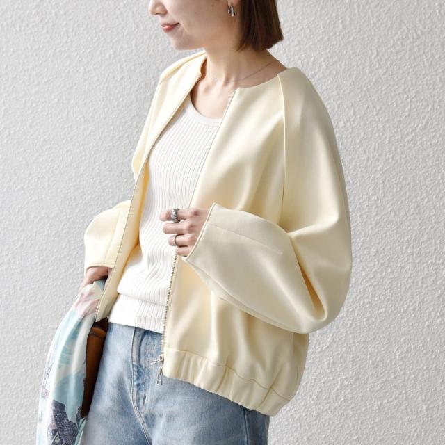 シップス エニィ（SHIPS any）/《予約》SHIPS any:〈洗濯機可能〉ジャージー クルーネック パフ コクーン ブルゾン