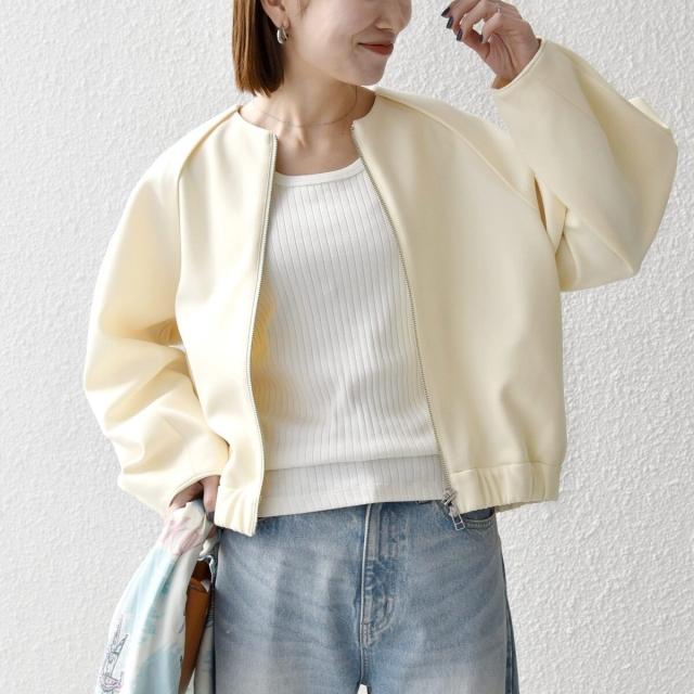 シップス エニィ（SHIPS any）/《予約》SHIPS any:〈洗濯機可能〉ジャージー クルーネック パフ コクーン ブルゾン